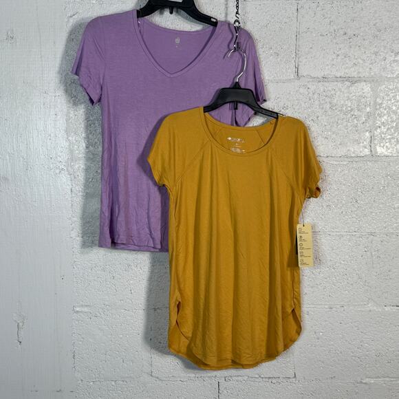 Ideology active short sleeve t-shirt set of 2  purple/yellow XS - Picture 1 of 9